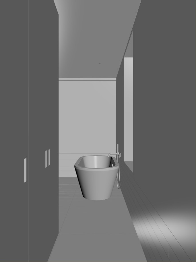 Working viewport, bare grey model